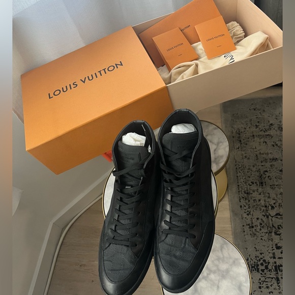 Louis Vuitton Damier Nylon And Leather Offshore High Top Sneakers Size 44 - Picture 1 of 3